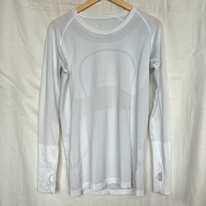Lululemon Heathered White Swiftly Tech Long Sleeve Crew Shirt